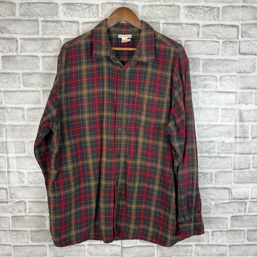 Carbon2Cobalt Mens XLT Tall Plaid Upper Echelon Flannel Button Up Shirt 133093